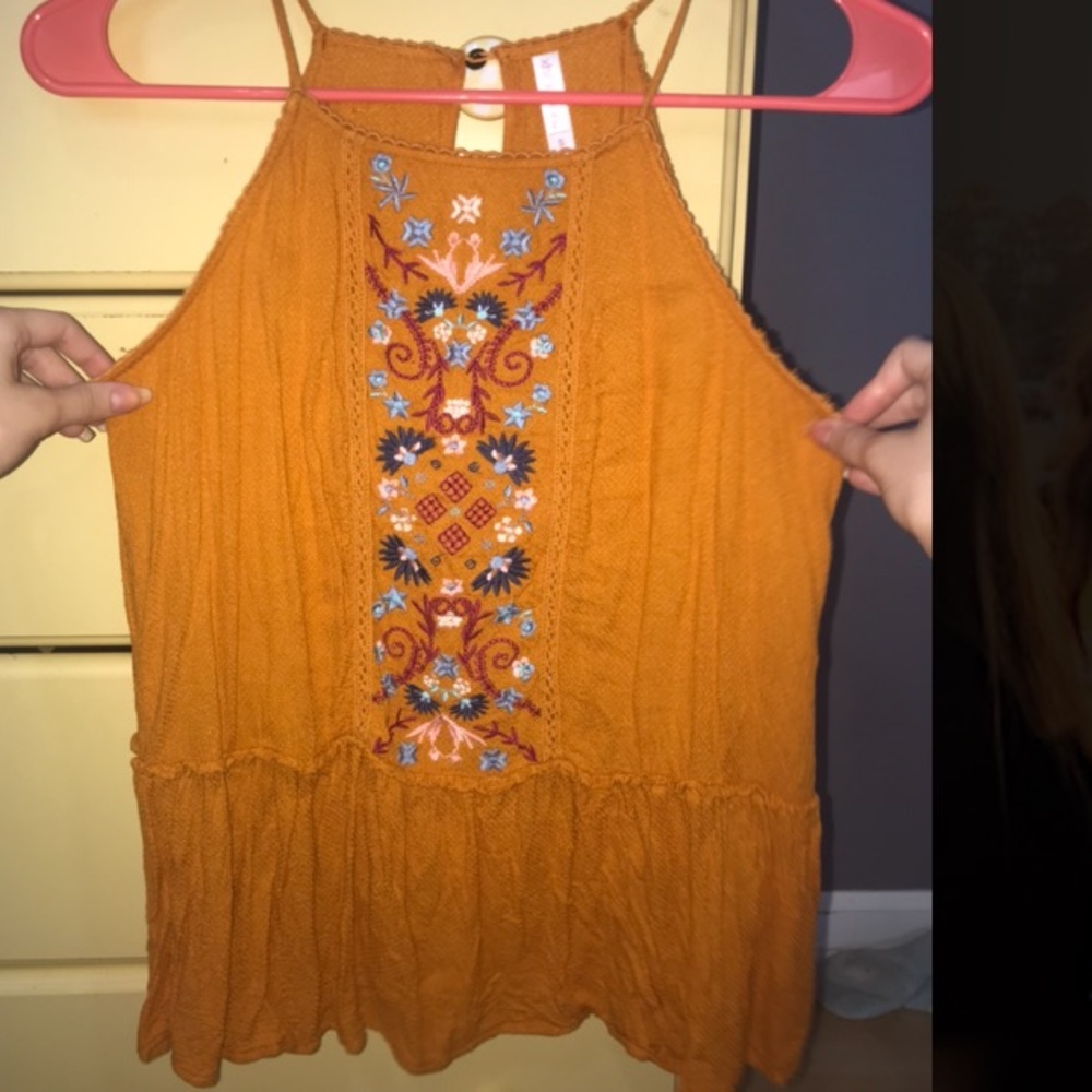Yellow halter top tank top
